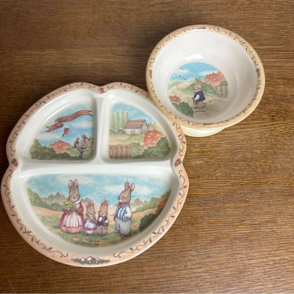 PETER RABBIT Child's Plate & Bowl Melamine Ware Collectible Bowl Has Suction - Picture 1 of 8